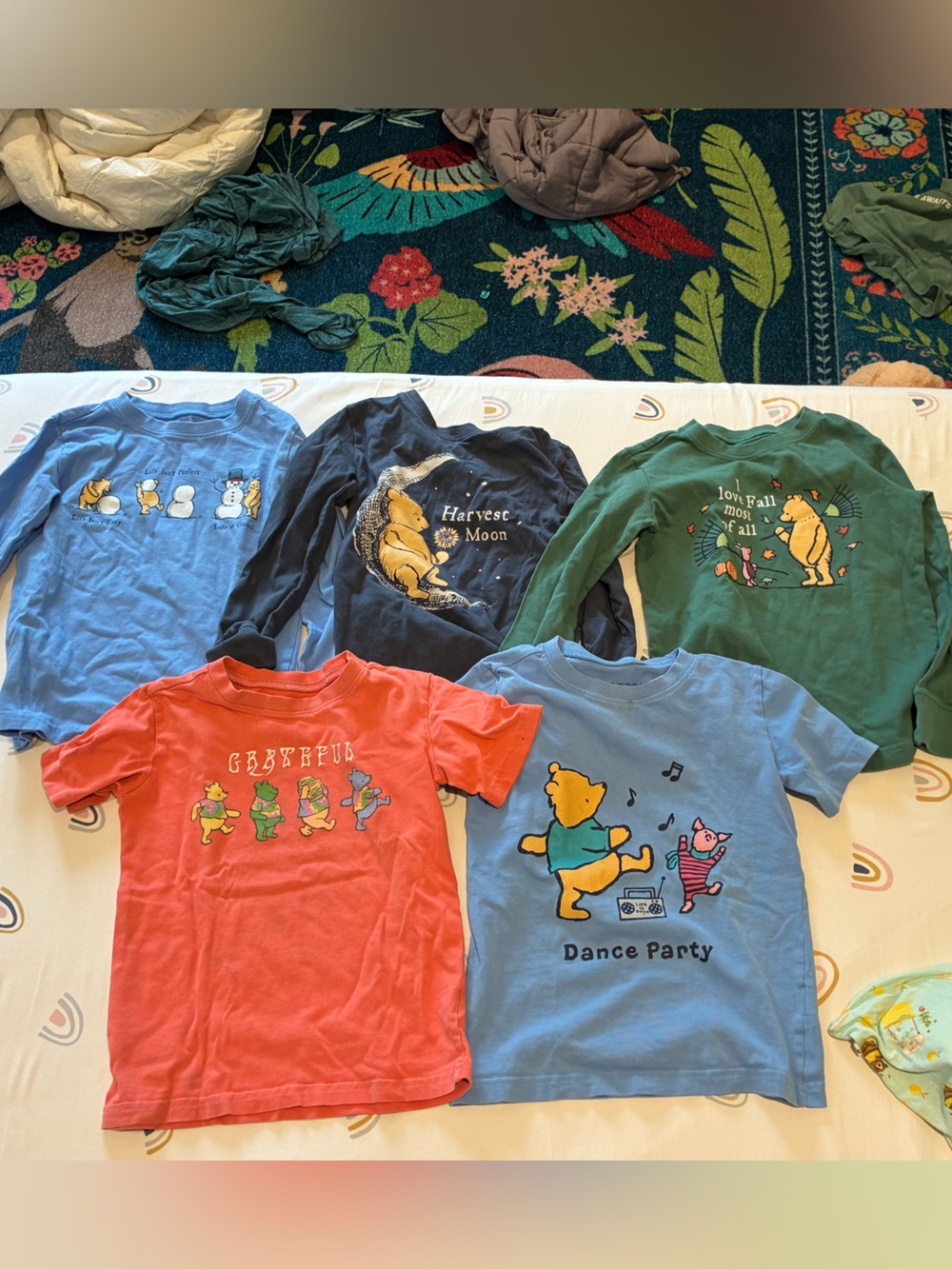 Bundle-  5 Kids Winnie the Pooh Long-Sleeve & Short-Sleeve Tops